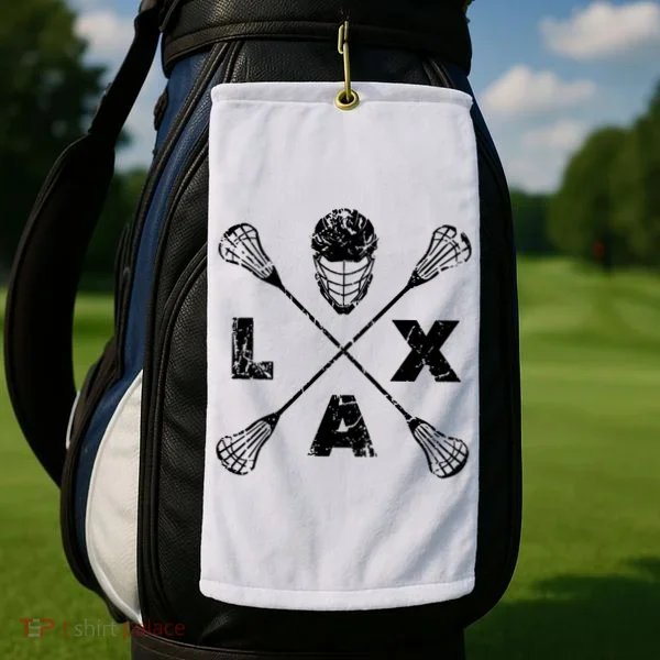 LAX Player Distressed Lacrosse Logo For Lacrosse Lovers Golf Towel