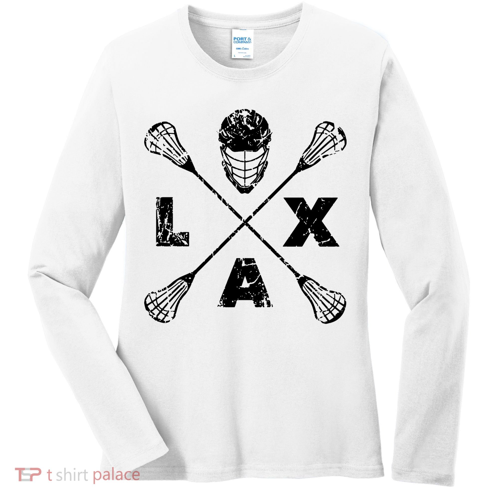 LAX Player Distressed Lacrosse Logo For Lacrosse Lovers Women's Long Sleeve Shirt