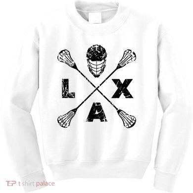 LAX Player Distressed Lacrosse Logo For Lacrosse Lovers Kids Sweatshirt
