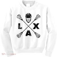 LAX Player Distressed Lacrosse Logo For Lacrosse Lovers Kids Sweatshirt thumb 0