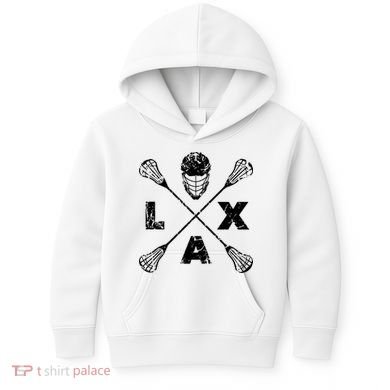 LAX Player Distressed Lacrosse Logo For Lacrosse Lovers Kids Hoodie