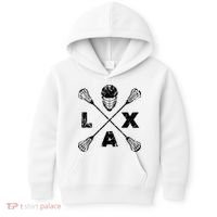 LAX Player Distressed Lacrosse Logo For Lacrosse Lovers Kids Hoodie thumb 0