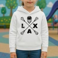 LAX Player Distressed Lacrosse Logo For Lacrosse Lovers Kids Hoodie thumb 3