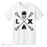 LAX Player Distressed Lacrosse Logo For Lacrosse Lovers Kids T-Shirt thumb 0