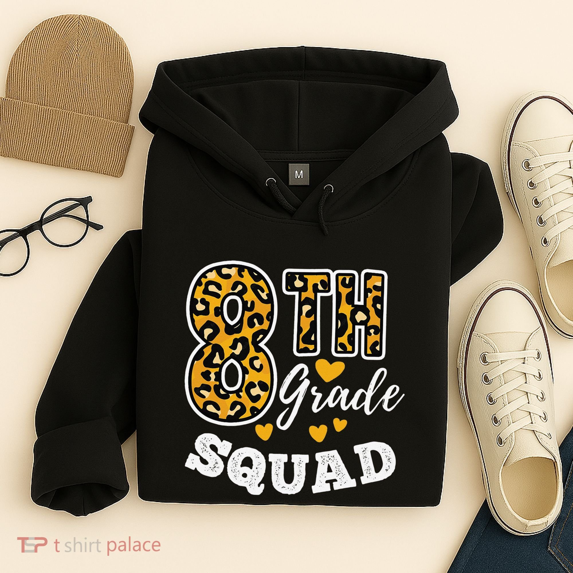 Leopard Print Eighth Grade Teacher 8th Grade Squad Hoodie