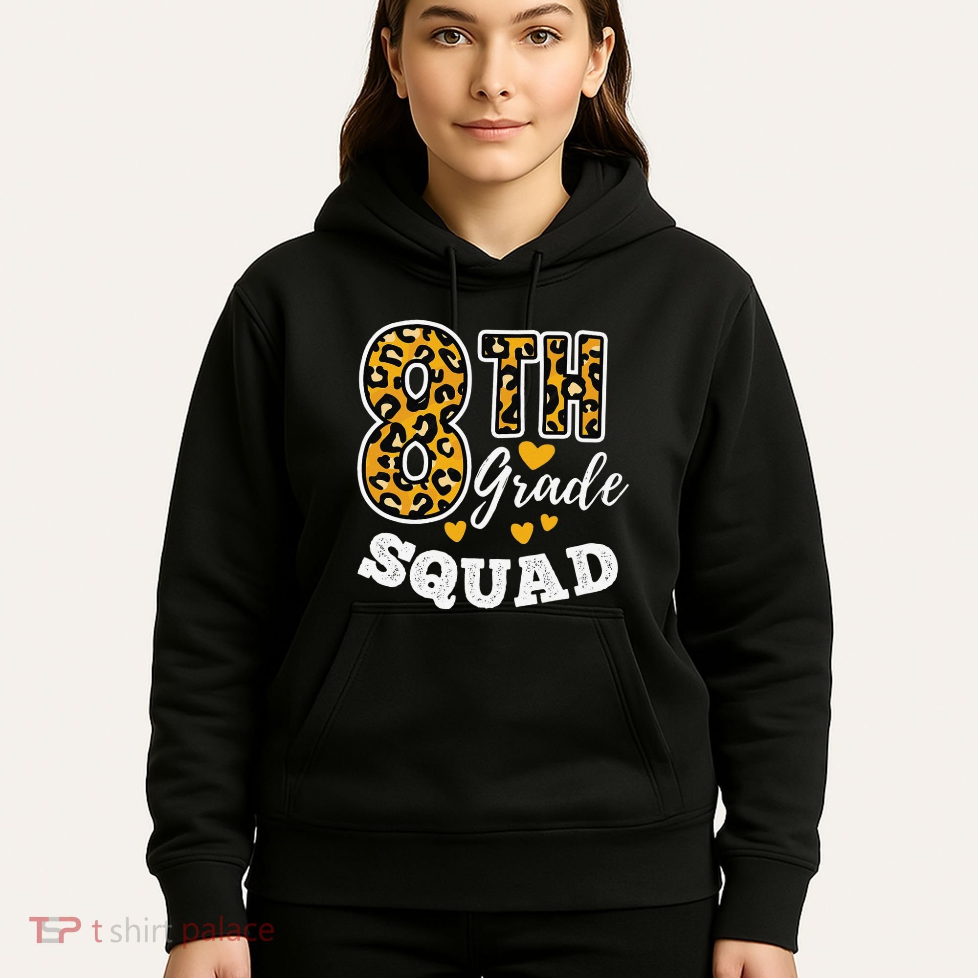 Leopard Print Eighth Grade Teacher 8th Grade Squad Hoodie