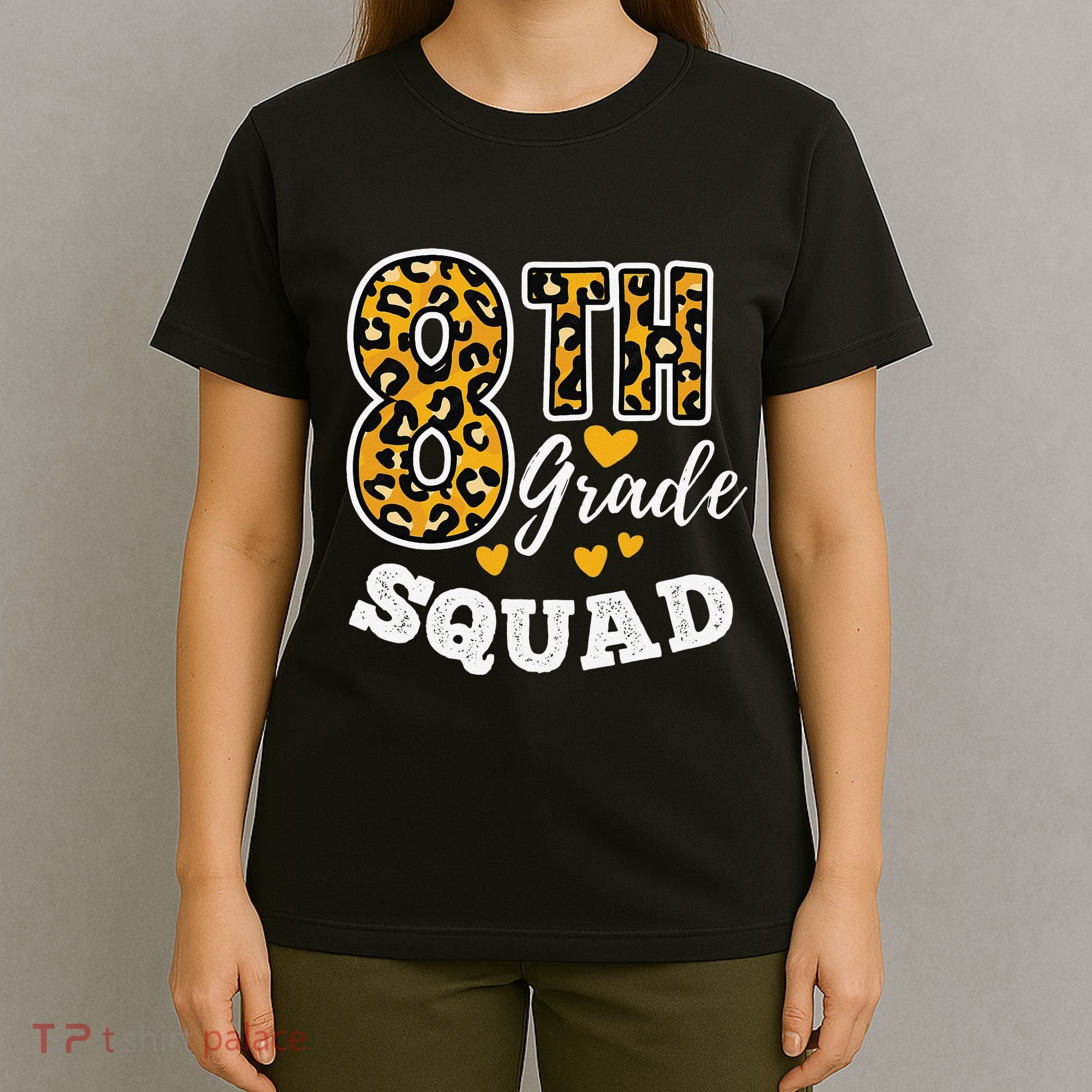 Leopard Print Eighth Grade Teacher 8th Grade Squad T-Shirt
