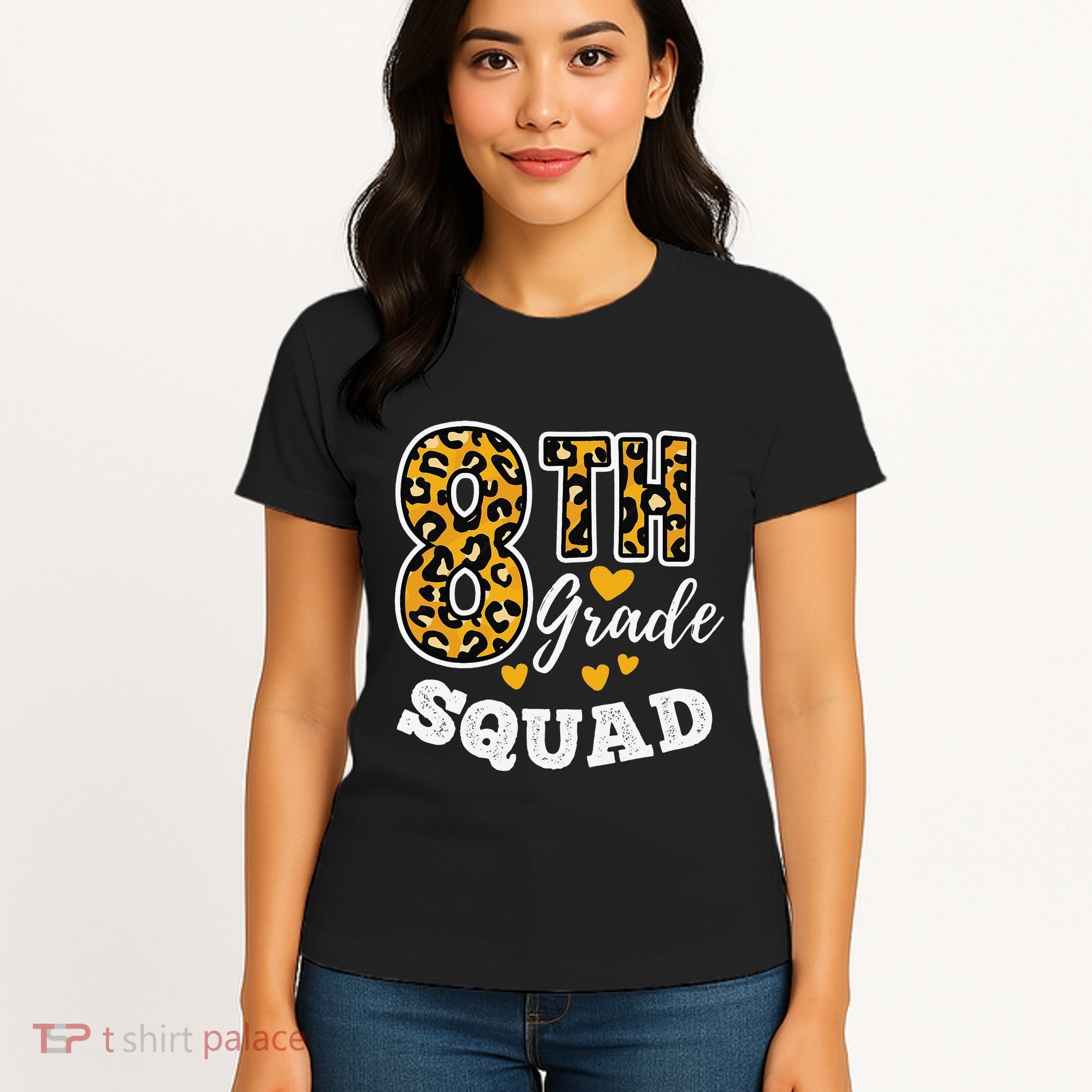 Leopard Print Eighth Grade Teacher 8th Grade Squad Women's T-Shirt