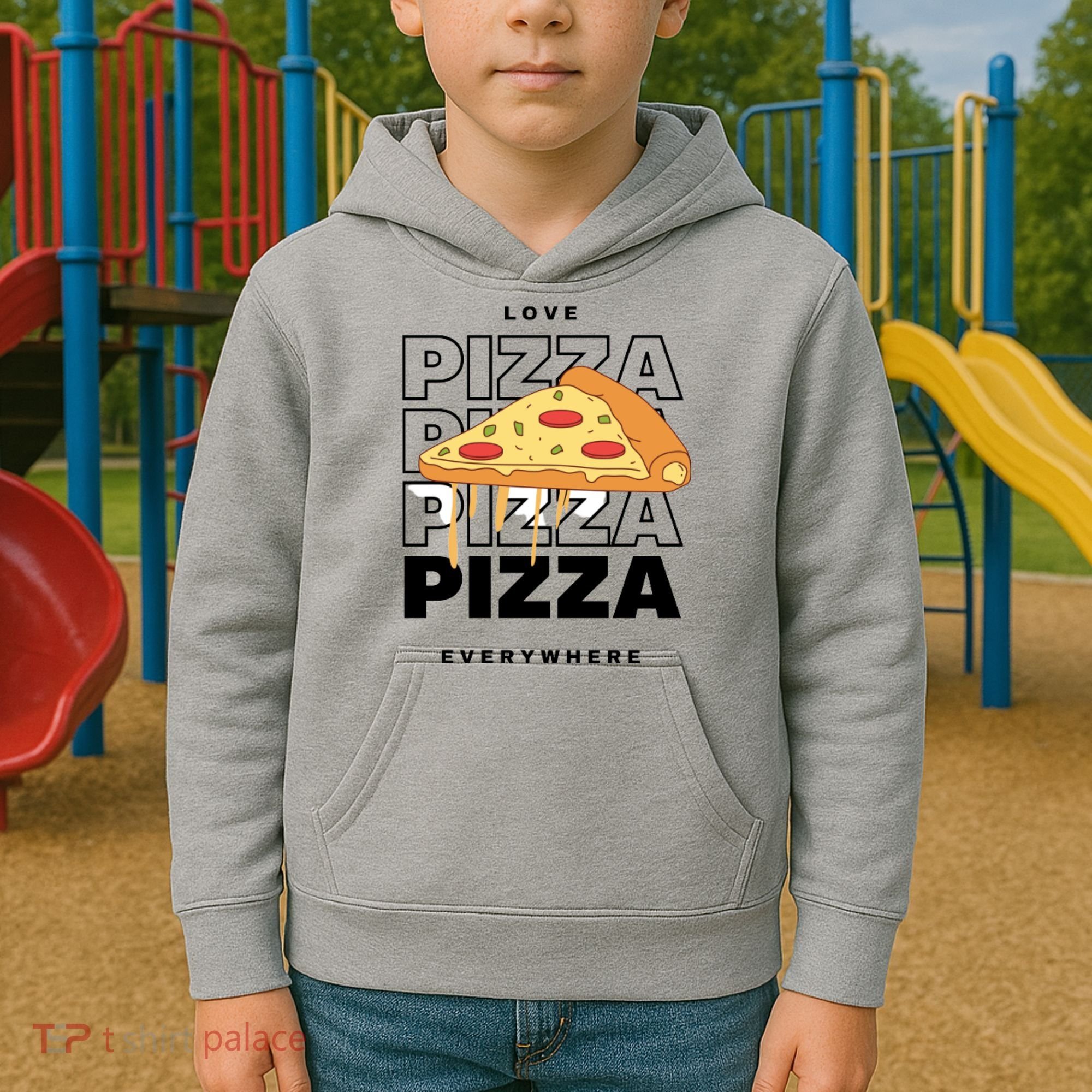 Love Pizza Everywhere Kids Hoodie