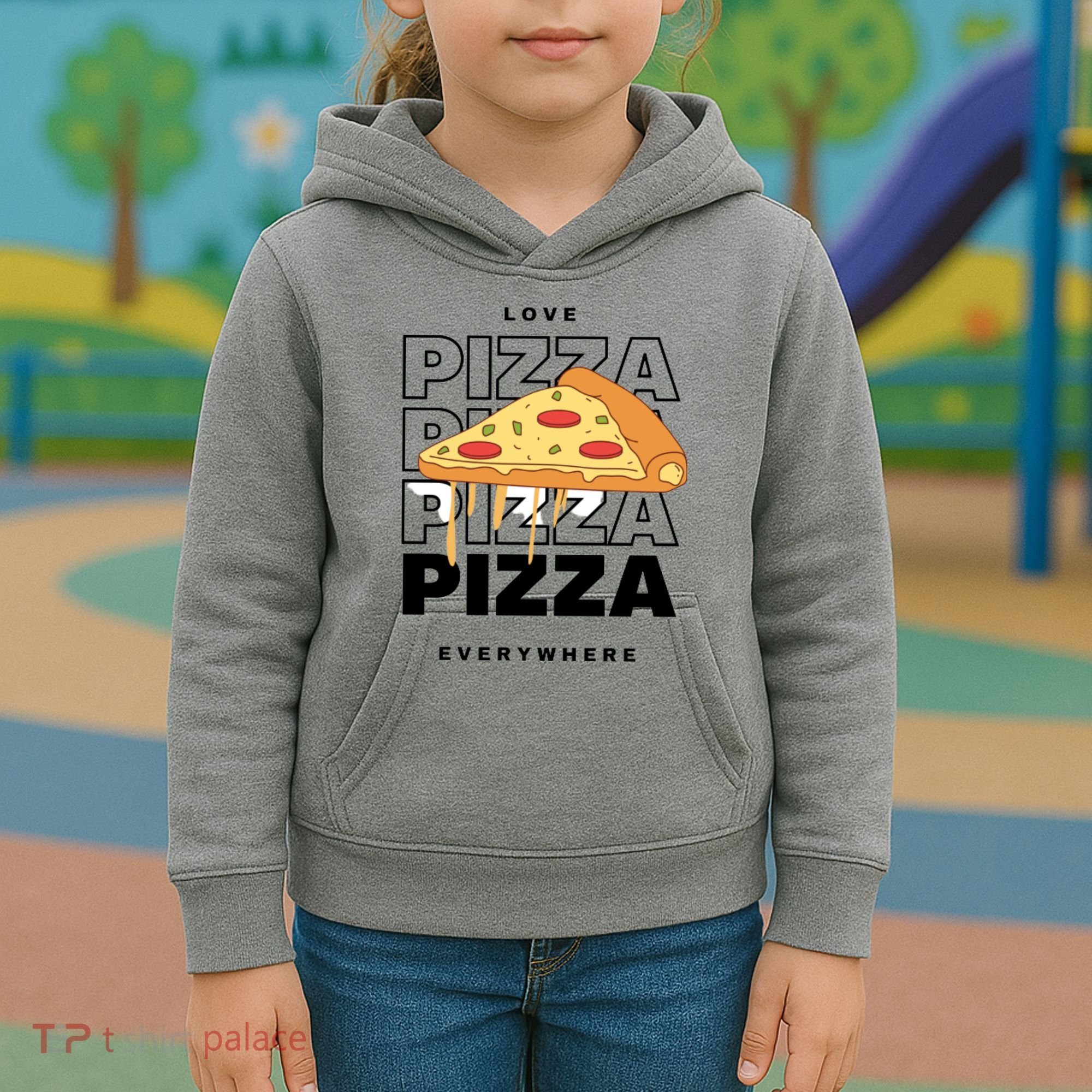 Love Pizza Everywhere Kids Hoodie