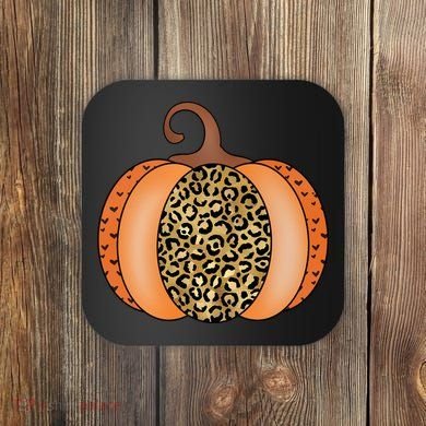 Leopard Pumpkin Fall Holiday Coaster