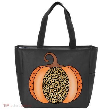 Leopard Pumpkin Fall Holiday Tote Bag