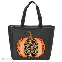 Leopard Pumpkin Fall Holiday Tote Bag thumb 0