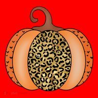 Leopard Pumpkin Fall Holiday Santa Hat thumb 1