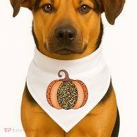Leopard Pumpkin Fall Holiday USA-Made Doggie Bandana thumb 1