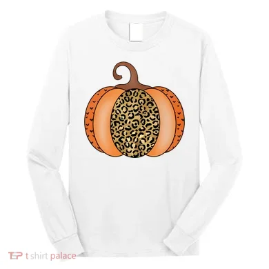 Leopard Pumpkin Fall Holiday Long Sleeve Shirt