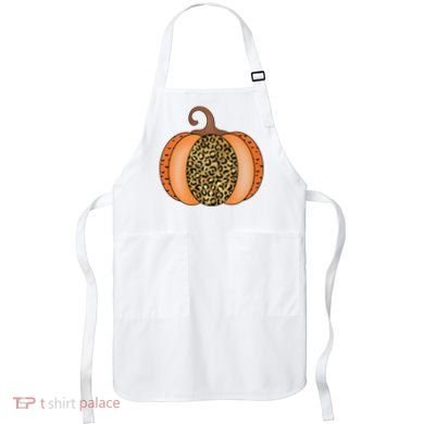 Leopard Pumpkin Fall Holiday Apron
