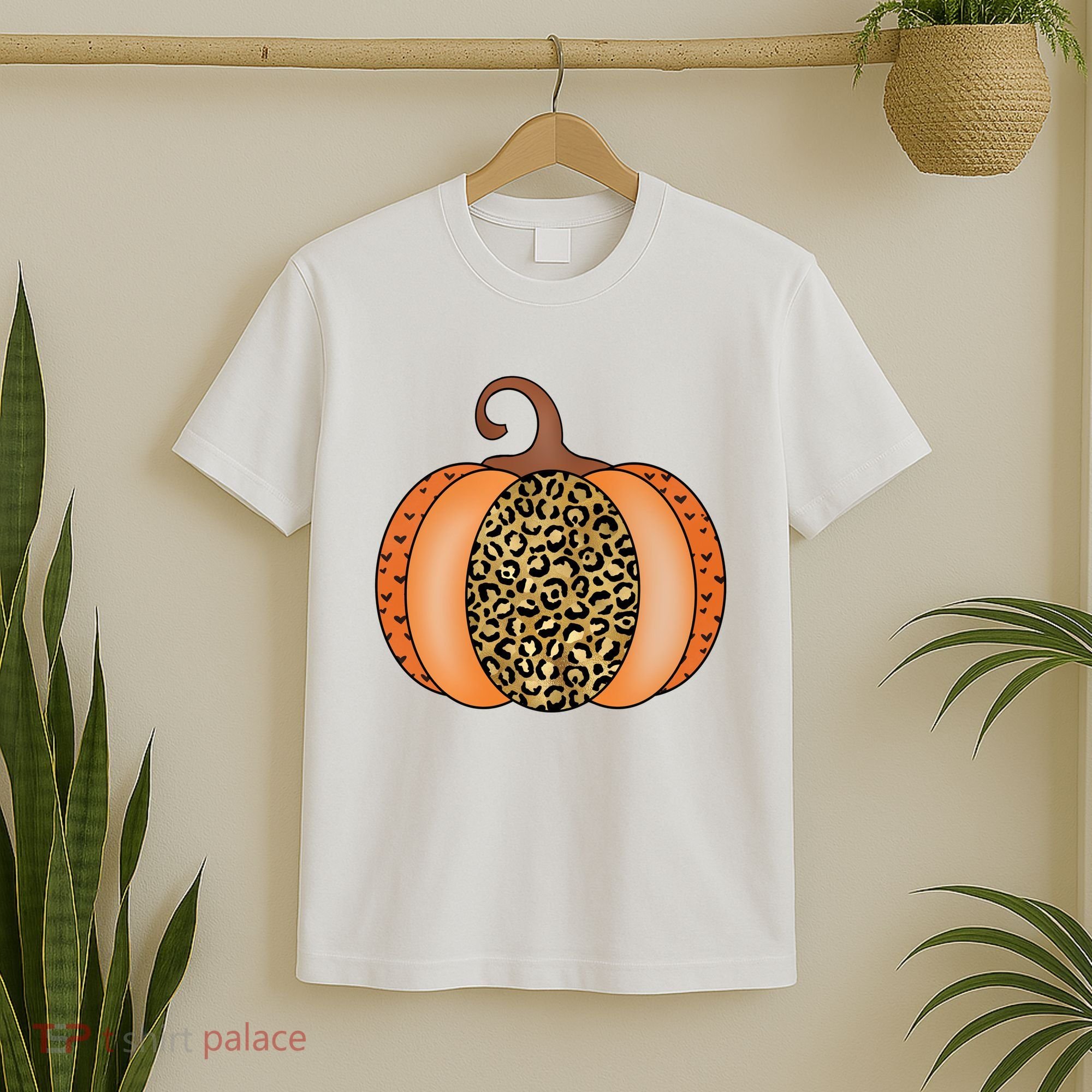 Leopard Pumpkin Fall Holiday T-Shirt