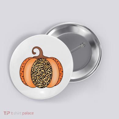Leopard Pumpkin Fall Holiday Button