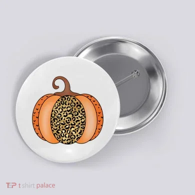 Leopard Pumpkin Fall Holiday Button