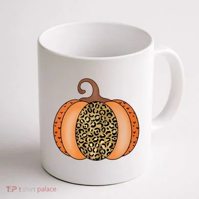 Leopard Pumpkin Fall Holiday Coffee Mug back