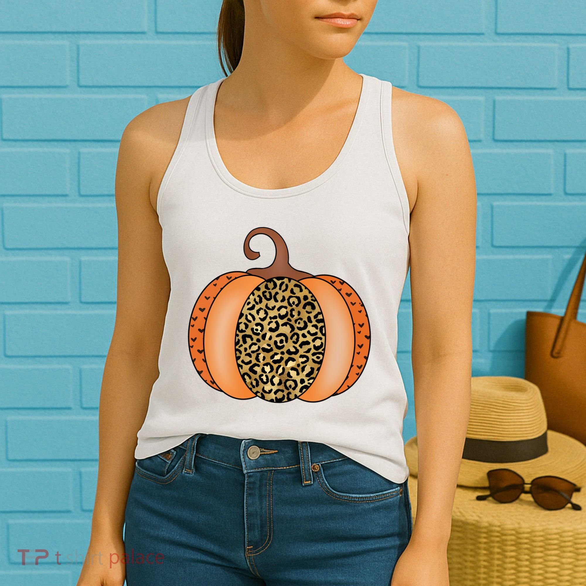 Leopard Pumpkin Fall Holiday Women's Tank Top