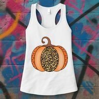Leopard Pumpkin Fall Holiday Women's Tank Top thumb 3