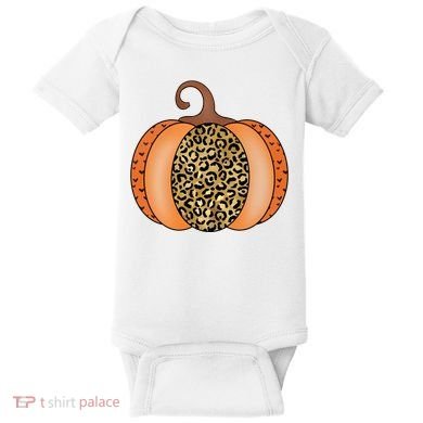 Leopard Pumpkin Fall Holiday Baby Bodysuit