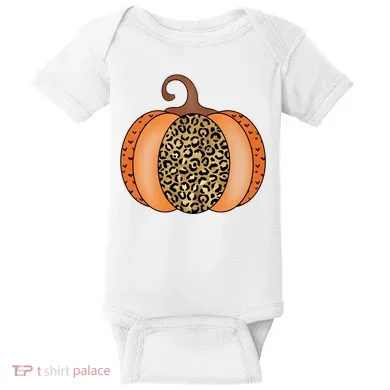 Leopard Pumpkin Fall Holiday Baby Bodysuit