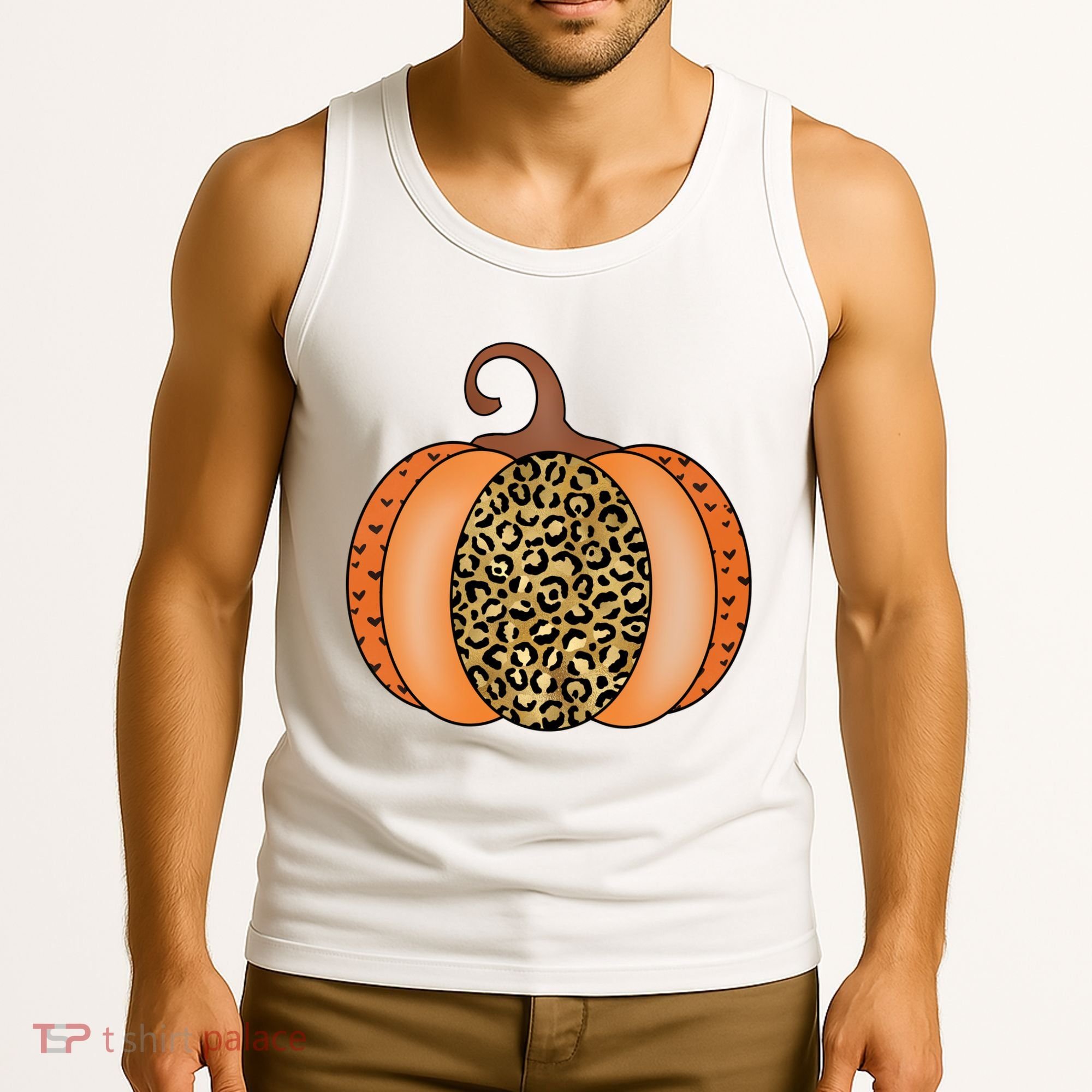 Leopard Pumpkin Fall Holiday Tank Top