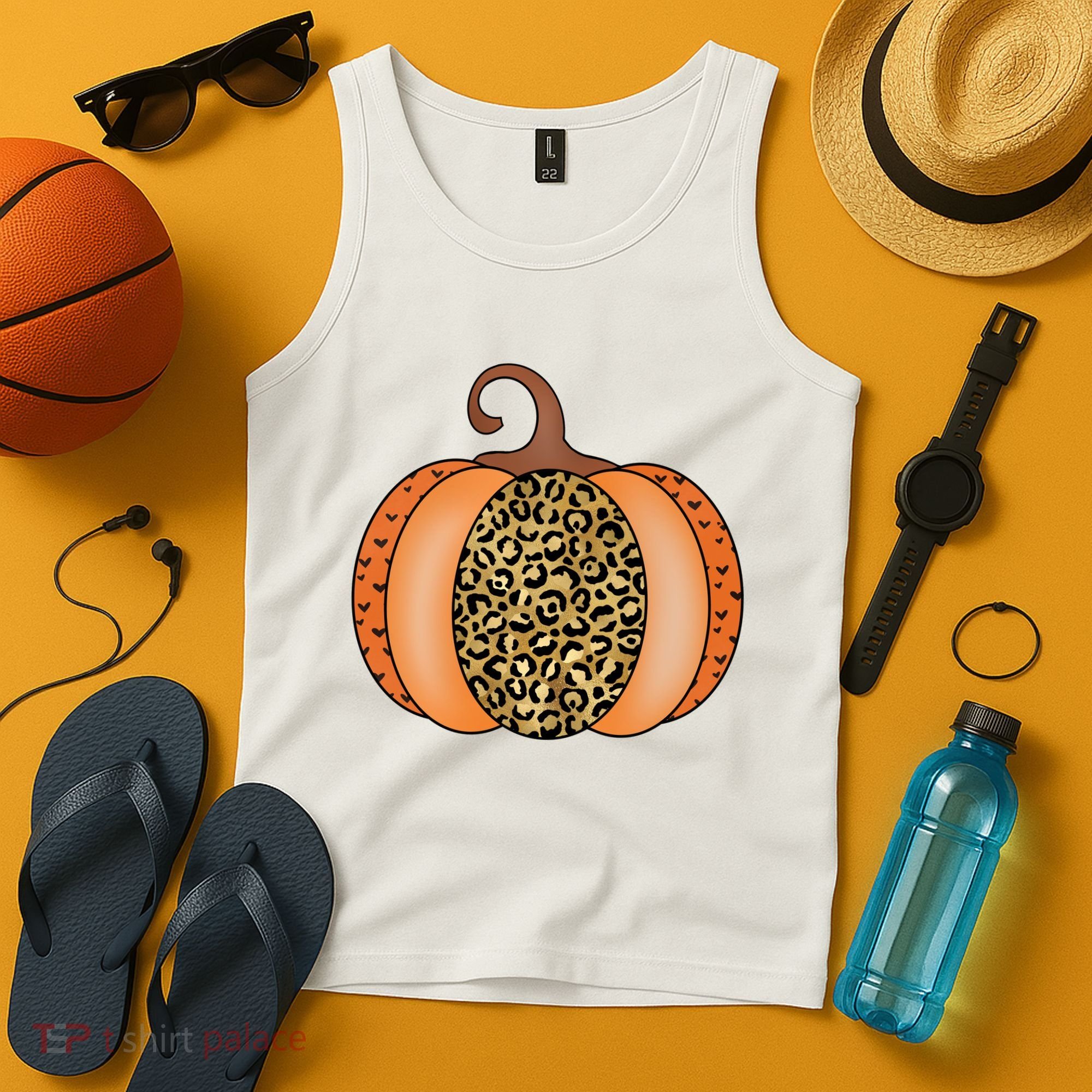 Leopard Pumpkin Fall Holiday Tank Top