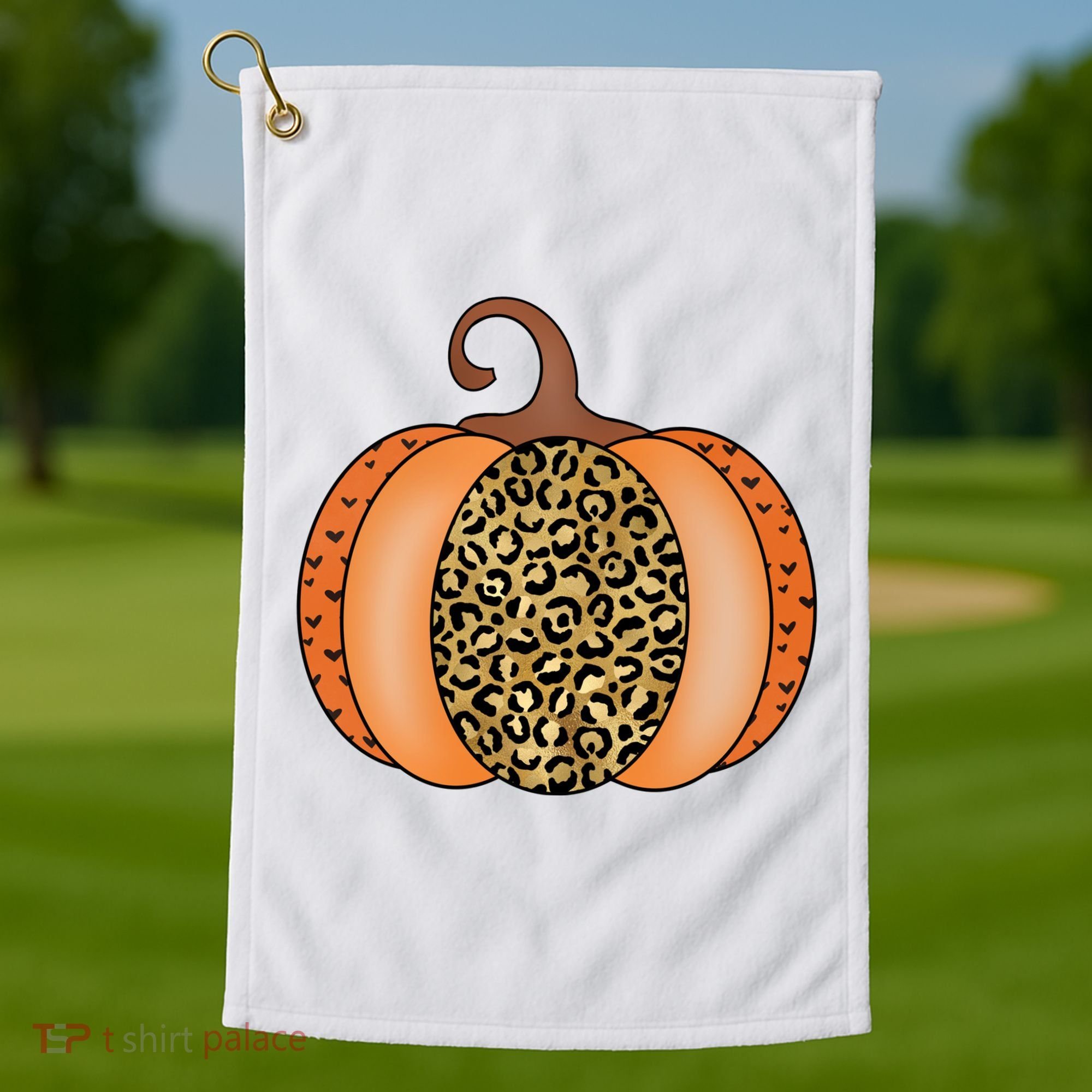 Leopard Pumpkin Fall Holiday Golf Towel