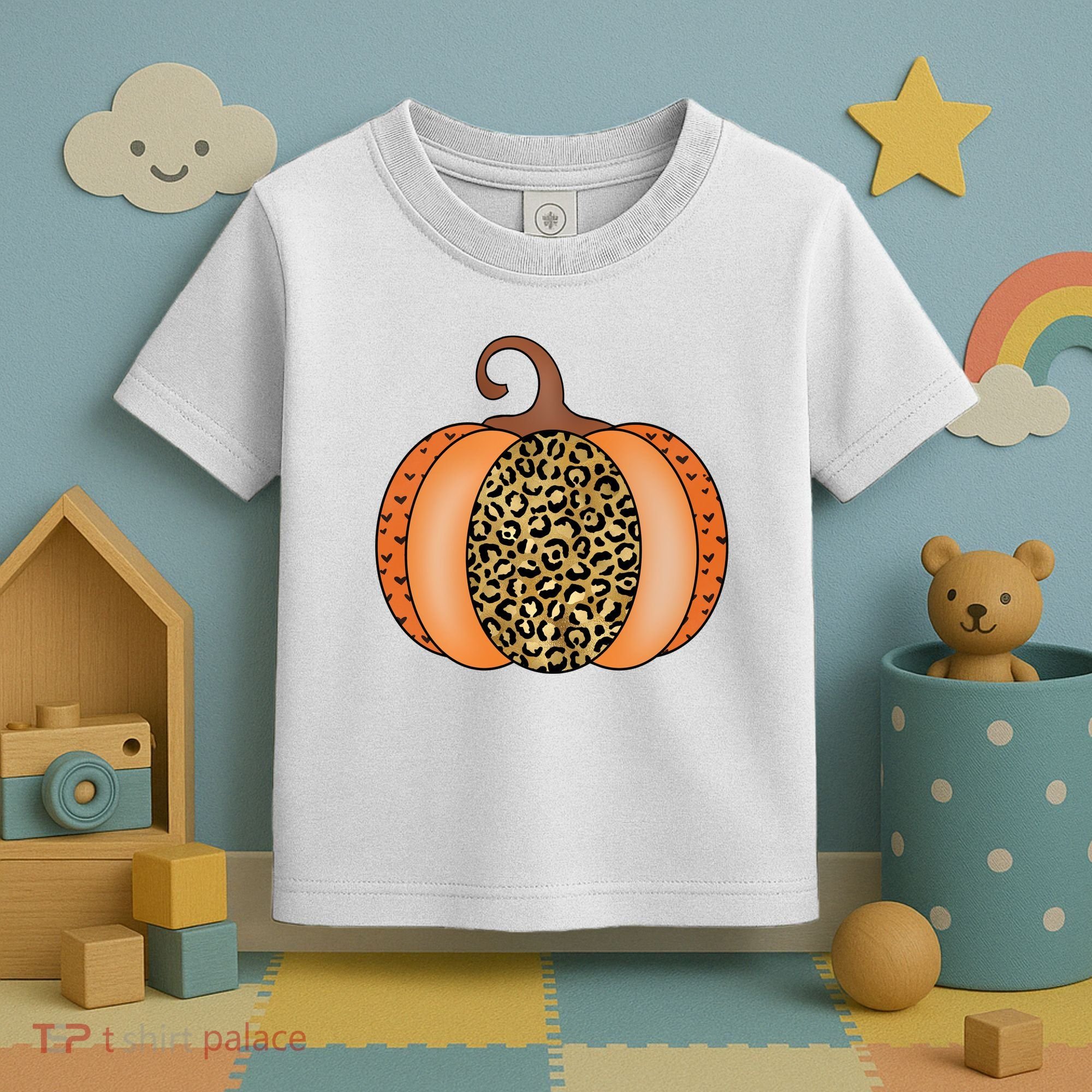 Leopard Pumpkin Fall Holiday Toddler T-Shirt