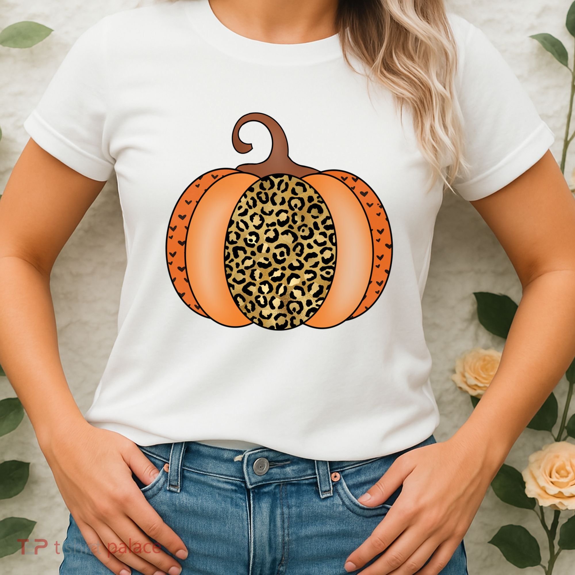 Leopard Pumpkin Fall Holiday Women's T-Shirt