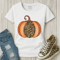 Leopard Pumpkin Fall Holiday Women's T-Shirt thumb 3