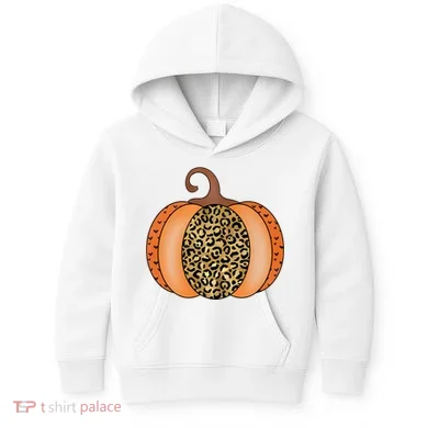 Leopard Pumpkin Fall Holiday Kids Hoodie