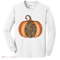 Leopard Pumpkin Fall Holiday Kids Long Sleeve Shirt thumb 0