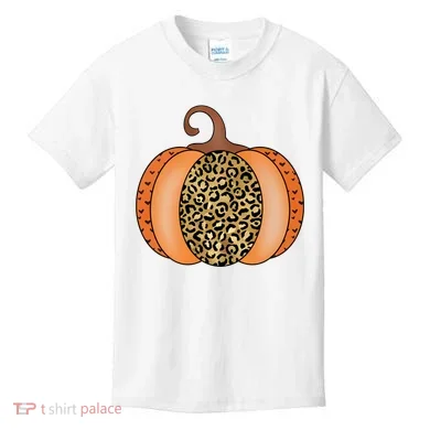 Leopard Pumpkin Fall Holiday Kids T-Shirt