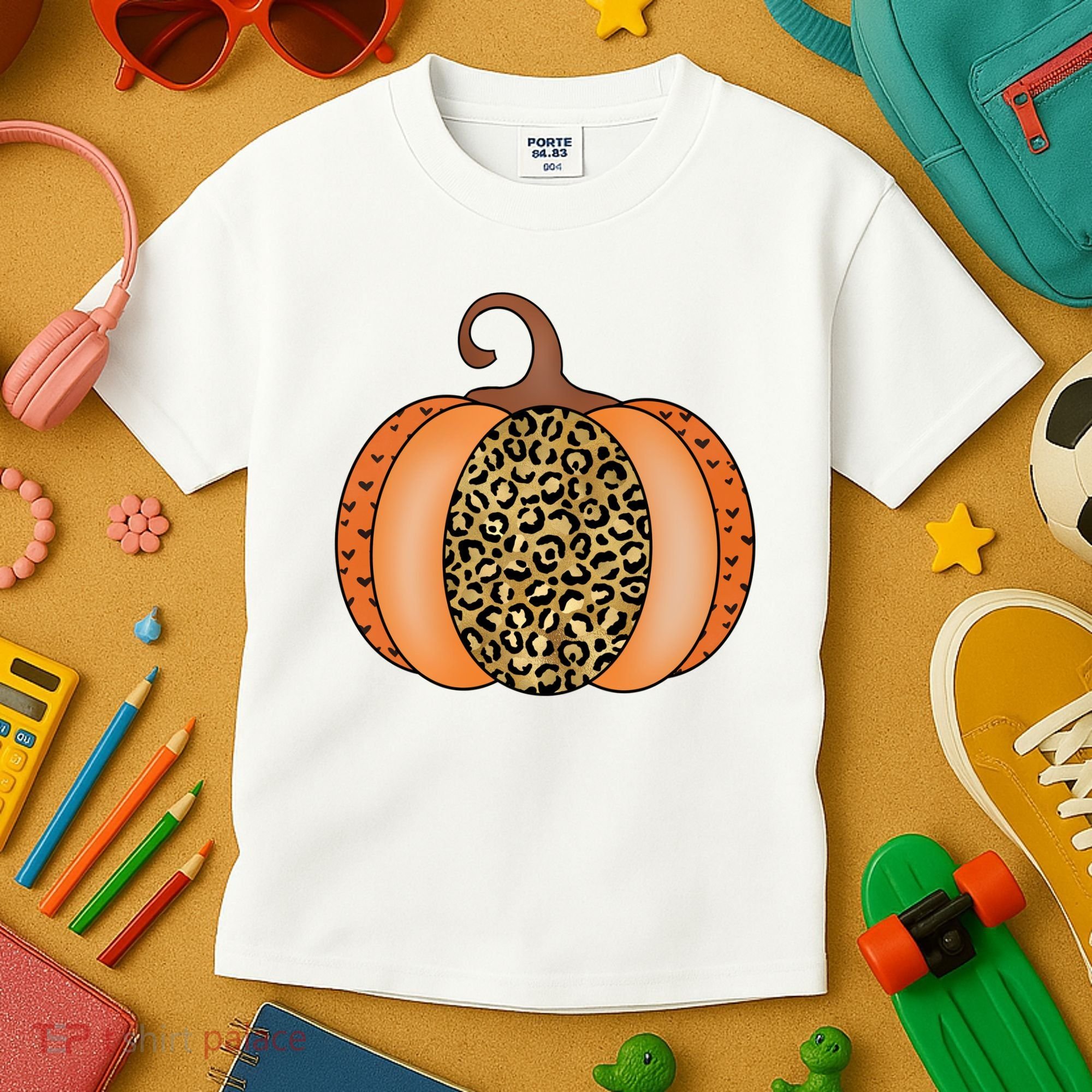 Leopard Pumpkin Fall Holiday Kids T-Shirt