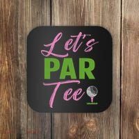 Let's Par Funny Golf Golfer Girl Women Golfing Party Coaster thumb 0