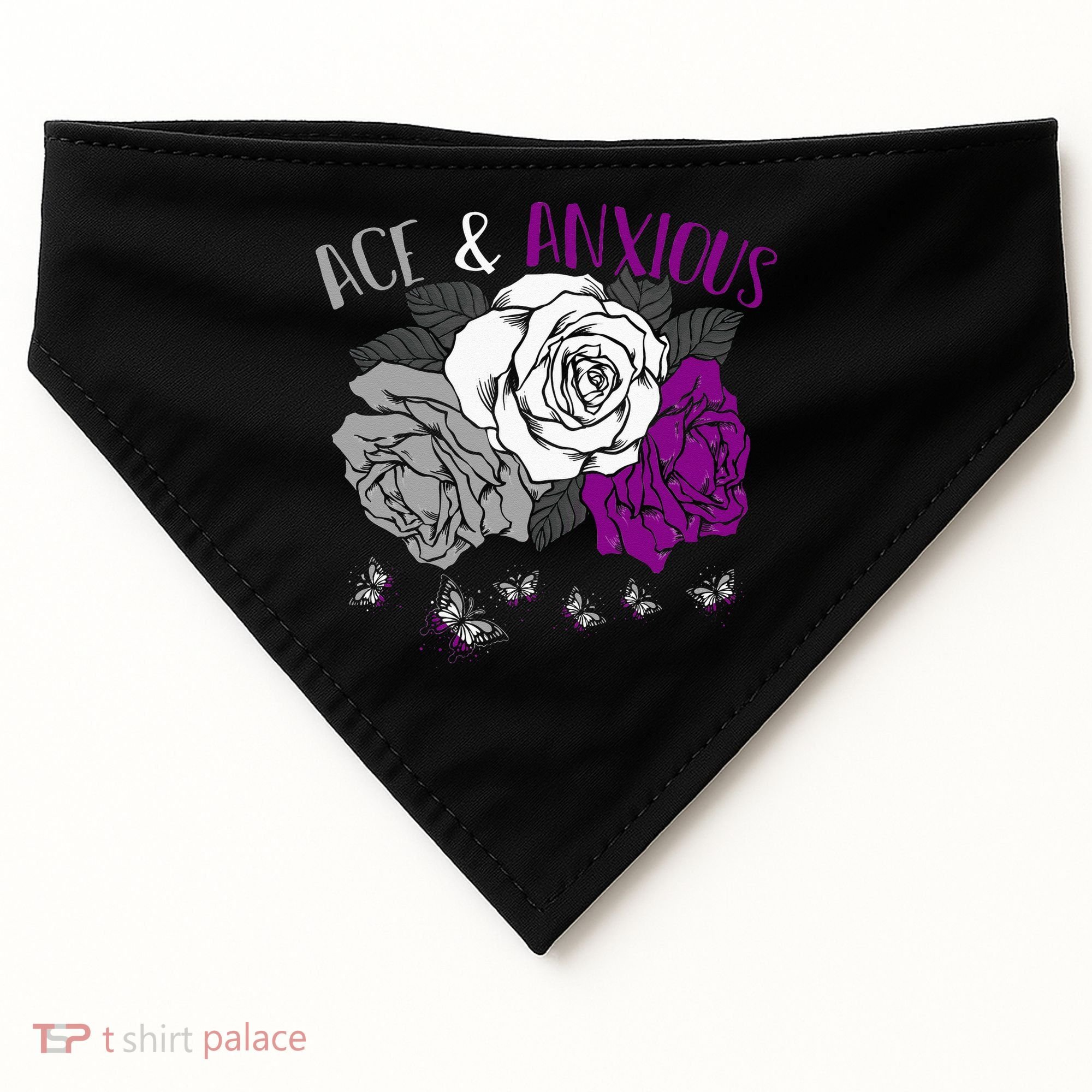 LGBT Pride Funny Asexuality Ace Asexual Flag Gift Asexual USA-Made Doggie Bandana