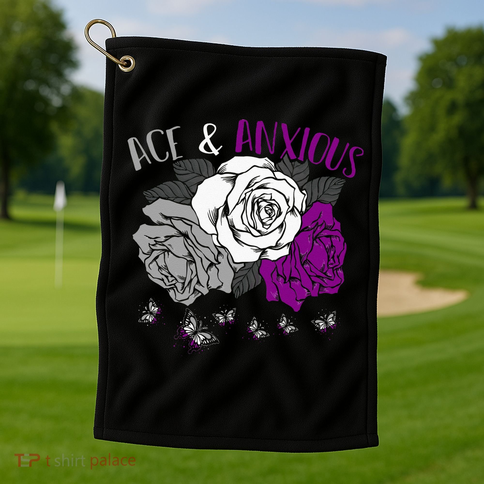 LGBT Pride Funny Asexuality Ace Asexual Flag Gift Asexual Golf Towel