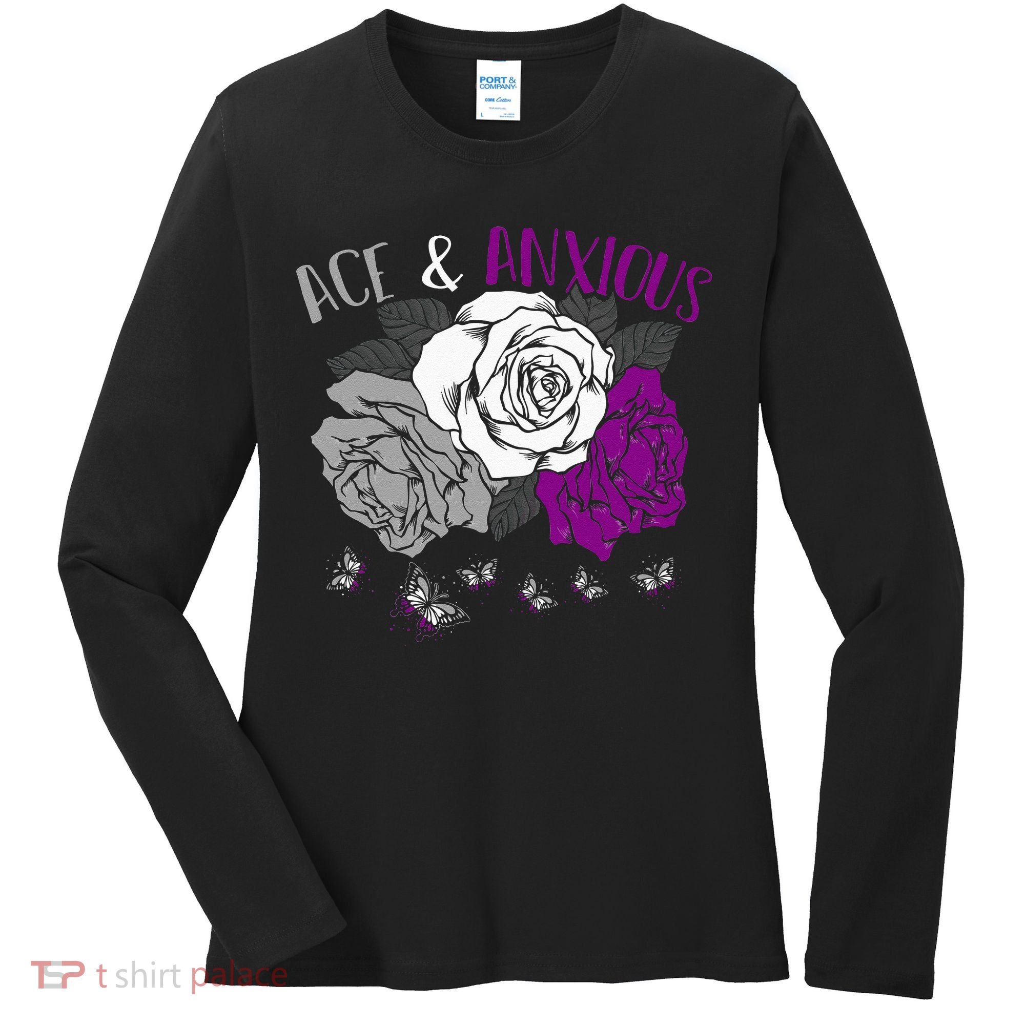 LGBT Pride Funny Asexuality Ace Asexual Flag Gift Asexual Women's Long Sleeve Shirt