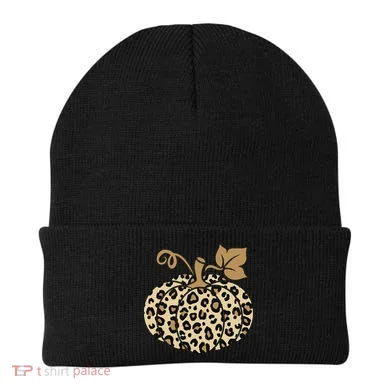 Leopard Pumpkin Fall Beanie
