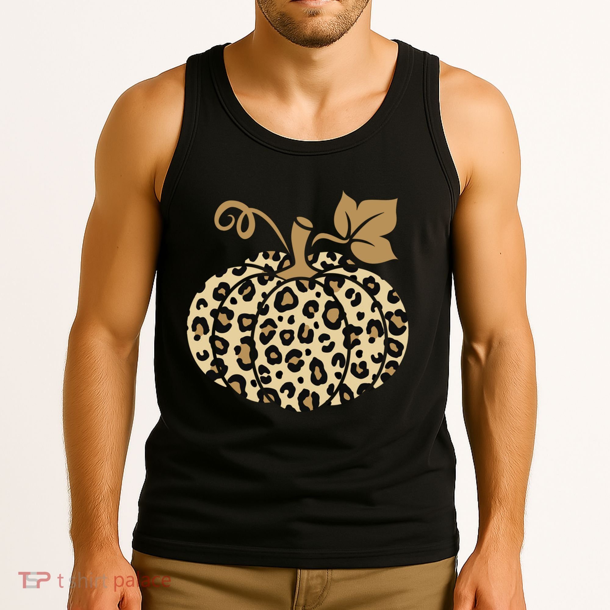 Leopard Pumpkin Fall Tank Top