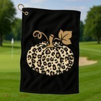 Leopard Pumpkin Fall Golf Towel thumb 1