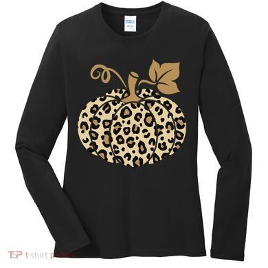 Leopard Pumpkin Fall Women's Long Sleeve Shirt