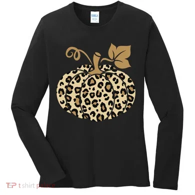 Leopard Pumpkin Fall Women's Long Sleeve Shirt