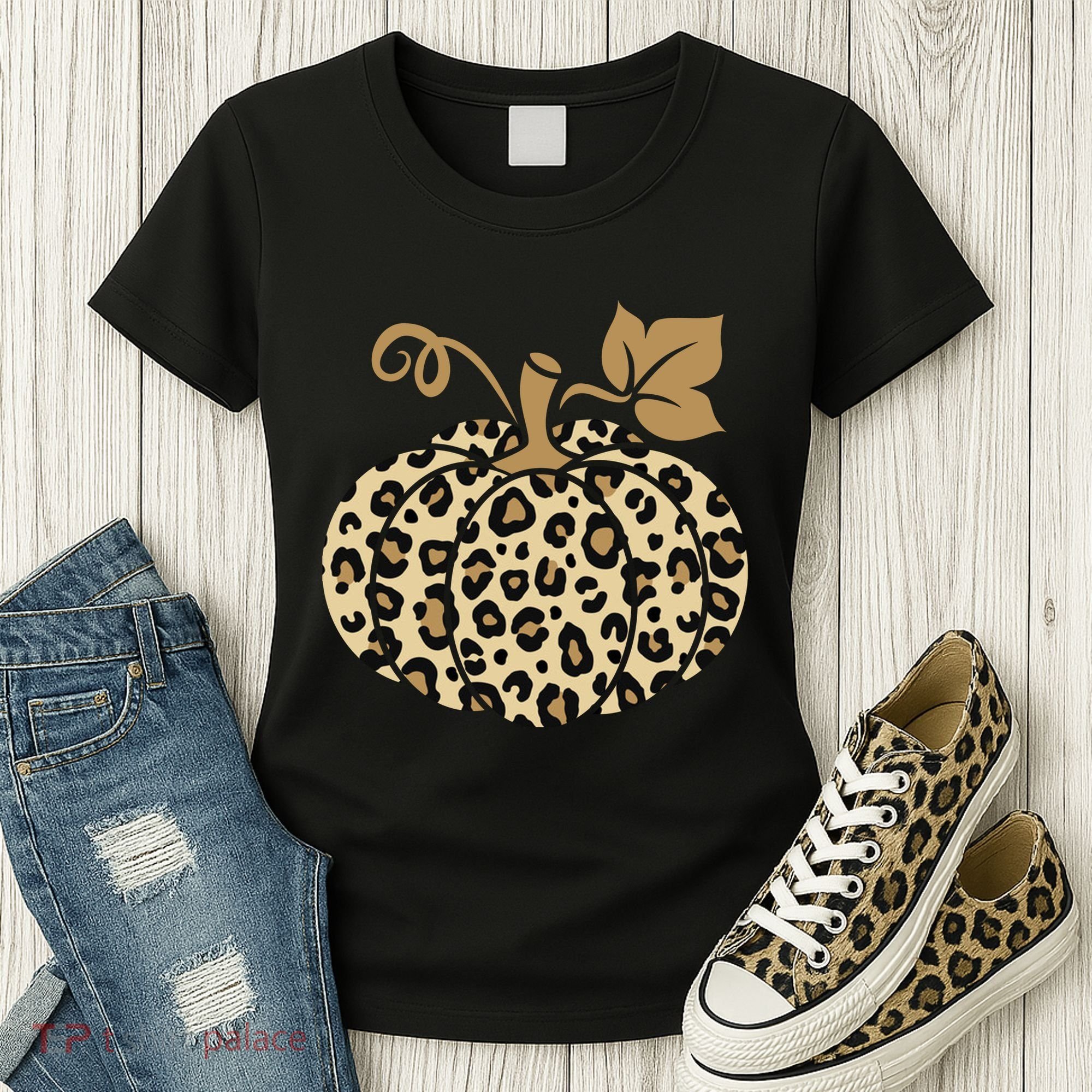 Leopard Pumpkin Fall Women's T-Shirt
