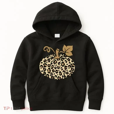 Leopard Pumpkin Fall Kids Hoodie